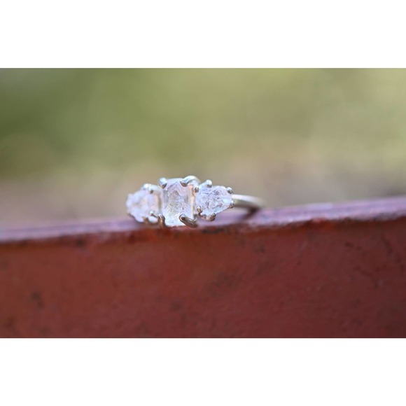 Raw Diamond Engagement Ring Rough Natural and Uncut Wedding Band Raw Gem… - Picture 3 of 6